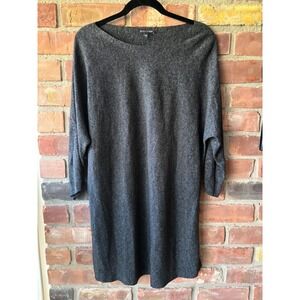 Eileen Fisher Tencel/Merino Wool Jersey 3/4 Sleeve Tunic Top Gray Size Large